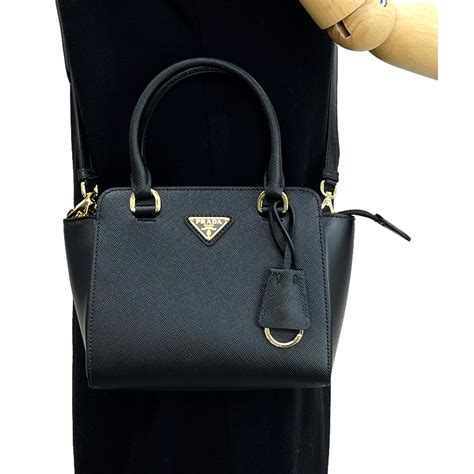 prada triangle logo black saffiano lux leather crossbody tote bag|saffiano leather Prada.